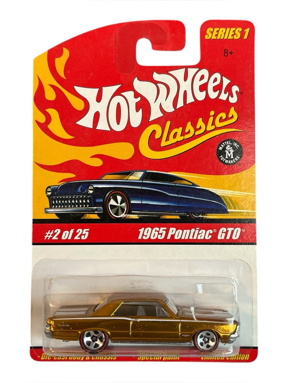 HOT WHEELS CLASSICS 1965 PONTIAC GTO #2 OF 25 SERIES 1 Gold w/white stripes